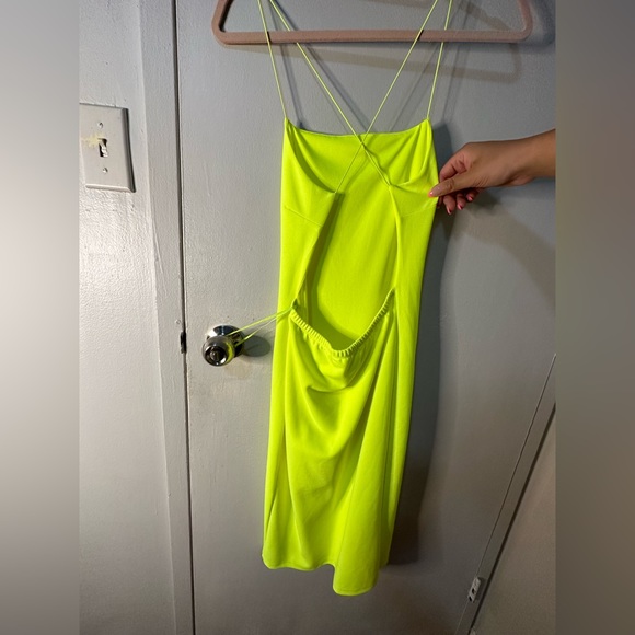 Neon / lime green backless tight fitting club dress - Picture 2 of 2